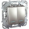 MGU5.0101.30NZD - UNICA TOP ВЫКЛЮЧАТЕЛЬ 2-клавишный, 2 модуля, с подсветкой, 2 х сх. 1а, АЛЮМИНИЙ, Schneider Electric