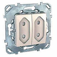 РОЗЕТКА 2-модульная, без зазем., со шторками, винт. зажим, 10 А, БЕЖЕВЫЙ
