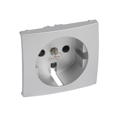 Legrand Лицевая панель для розетки с заземлением с защитными шторками - Legrand Valena - алюминий, 770257