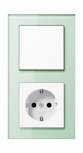 Jung Блок: Выключатель 1-клавишный с розеткой 2к+з,  серия A Creation