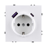 Розетка штепсельная SCHUKO 16A/250 В с USB A+C 20W, белый матовый Kollinger Eclipse EC-016WH