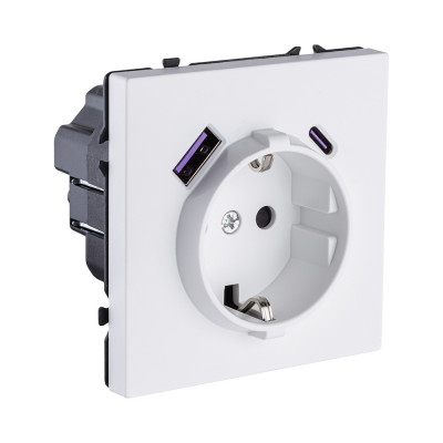 Розетка штепсельная SCHUKO 16A/250 В с USB A+C 20W, белый матовый Kollinger Eclipse EC-016WH