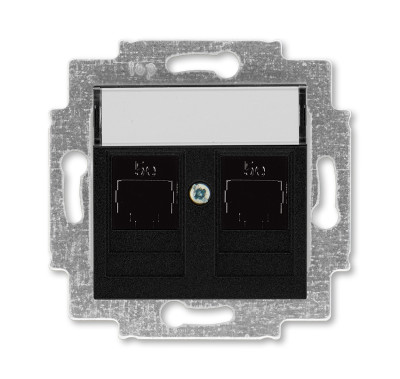 ABB EPJ Levit антрацит / дымчатый чёрный Розетка компьютерная, 2хRJ45 кат,5e, антрацит