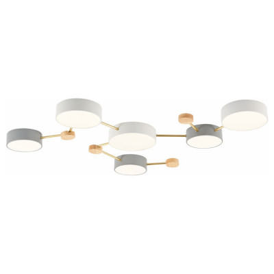 Evoluce SLE600102-06 Светильник потолочный Золотистый, Светлое дерево/Белый, Серый LED 6*15W 4000K