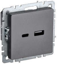 BRITE Роз. USB A+C 18Вт РЮ11-1-БрС сталь IEK, BR-U22-018-K46