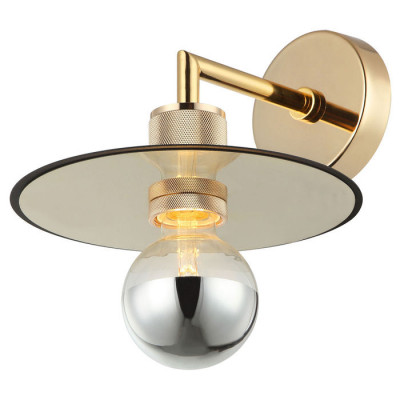 LUSSOLE BUTLER Бра настенные, цвет основания - блестящее золото, плафон - стекло (цвет - желтый), 1x40W E27, LSP-8492