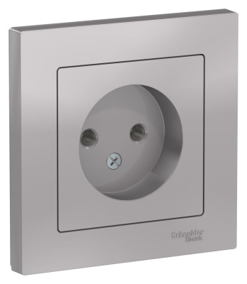 ATN000340 - ATLASDESIGN РОЗЕТКА без заземления без шторок, 16А, в сборе, АЛЮМИНИЙ, Systeme Electric