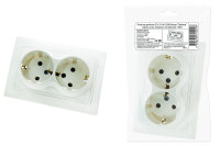 Розетка двойная 2П+З 16А 250В белая "Таймыр" (пром. упак., бакелит. основание) TDM Electric, SQ1814-0514