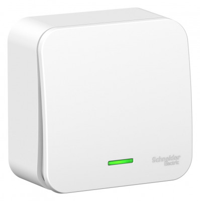 BLANCA О/У 1-клавишный ПЕРЕКЛЮЧАТЕЛЬ (cх.6) с подсв.изолирующая пластина  10А,250B,БЕЛЫЙ