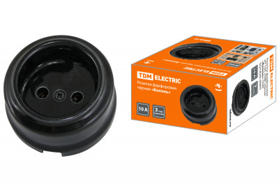Розетка фарфоровая 2П 10А 250В черная «Болонь» TDM Electric, SQ1820-0005
