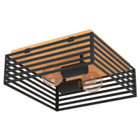 390163 Потолочный светильник CIDRAZ, 2X40W (E27), сталь, дерево, черный, коричневый