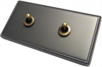 Fontini Блок на 2 поста, выключатели 1-клавишный х 2, цвет никель, тумблер - бронза,  Fontini, серия Font barcelona 1950