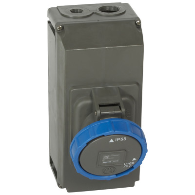 Legrand Розетка накладного монтажа в готовом корпусе Hypra - IP 66/67-55 - 2К+3 - 63 А - пластик, 059336