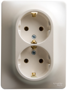РОЗЕТКА двойная с заземлением, 16А, в сборе, ПЕРЛАМУТР РОЗЕТКА двойная с заземлением, 16А, в сборе, ПЕРЛАМУТР