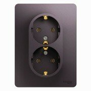 РОЗЕТКА двойная с заземлением,16А, 250В, в сборе,СИРЕНЕВЫЙ ТУМАН