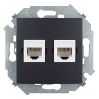 Simon 15 Графит Розетка компьютерная двойная 2хRJ45 кат.5е, Systimax, 1591593-038