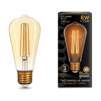 Лампа Gauss Filament ST64 8W 740lm 2400К Е27 golden LED 1/10/40, 157802008
