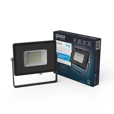 Прожектор Gauss Qplus 30W 3300lm 6500K 175-265V IP65 черный LED 1/10, 613511330