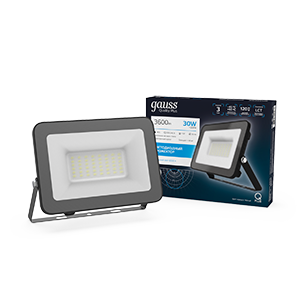 Gauss Прожектор Qplus 30W 3300lm 6500K 175-265V IP65 черный LED, 613511330