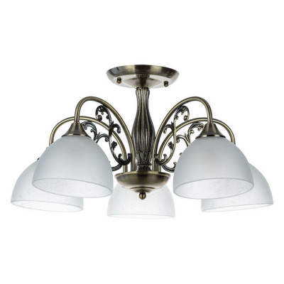 Arte Lamp SPICA, Люстра, цвет арматуры - АНТИЧНАЯ БРОНЗА, цвет плафона/декора - БЕЛЫЙ, 5х40W E27, A3037PL-5AB