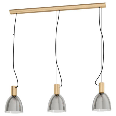 99314 Подвес LEBALIO, 3х40W (E27), L1125, B195, H1100, сталь, бронза/стекло с напыл., черный-прозр.