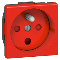 Legrand Розетка 2К+З - Программа Mosaic - с винтовыми зажимами, с механической блокировкой - 2 модуля - красная, 077114