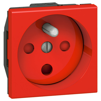 Legrand Розетка 2К+З - Программа Mosaic - с винтовыми зажимами, с механической блокировкой - 2 модуля - красная, 077114
