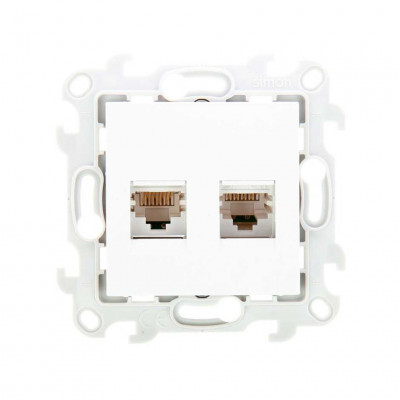Simon Розетка 2хRJ45 кат 5е UTP, бел, 2450593-030