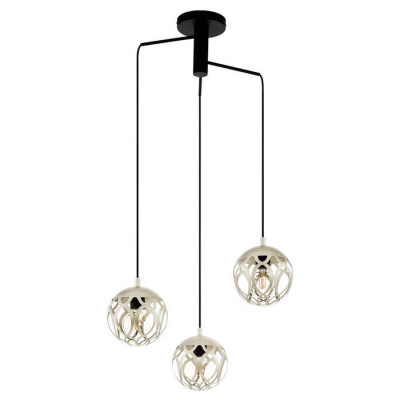 99073 Подвес MIRTAZZA, 3x60W(E27), ?590, H1100, сталь, черный/сталь, шампань