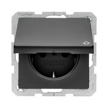 3288 NG - UJP Розетка SCHUKO арт.3288 NG, панельная 2P+E, IP54 с крышкой, 10/16А, 250В, цвет чёрный - 2CLA328800A1501