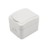 Розетка одноместная Mini OG IP54 с/з, о/у, белая KRANZ, KR-78-0604