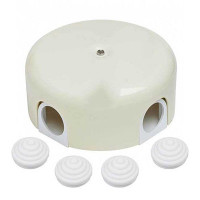 Bironi Распределительная коробка 78мм, пластик, цвет Слоновая кость (4 кабельных ввода в комплекте), B1-521-211-K