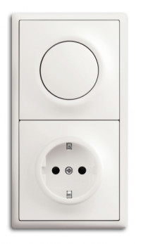 ABB Блок: Выключатель 1-клавишный с розеткой 2к+з, цвет -  белый бархат,  серия Impus