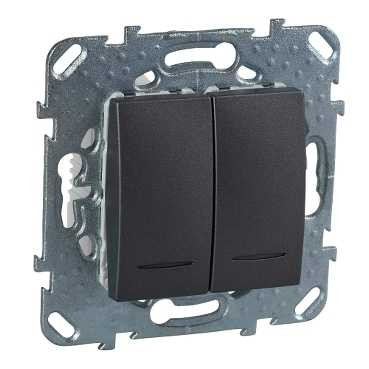 MGU5.0303.12NZD - UnicaTop Переключатель 2-кл. с 2-ной подсветкой, графит, Schneider Electric