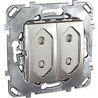 MGU5.3131.30ZD - Unica top розетка 2-модульная, без заземления, со шторками, 10 а, алюминий