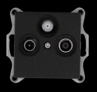 Розетка TV+FM+SAT ?9.5mm оконечная с накладкой, цвет Антрацит, G6206B, Jasmart Electric