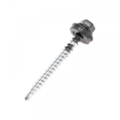 KRANZ Саморез кровельный 4,8х50мм, окрашенный RAL 7024, короб (150 шт/уп), 1205-4850-3