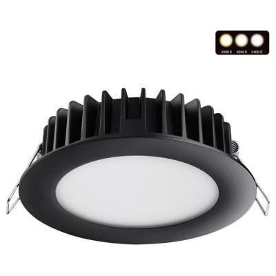 Novotech 358951 SPOT NT22 230 черный Встраиваемый светодиодный светильник с переключателем цветовой температуры IP20 LED 3000К\4000К\6000К 15W 220V LANTE