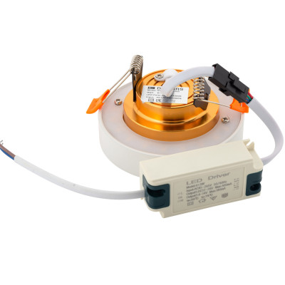 Denkirs DK4006-GD Встраиваемый светильник, IP 20, 9 Вт, LED 3000, золотой, алюминий