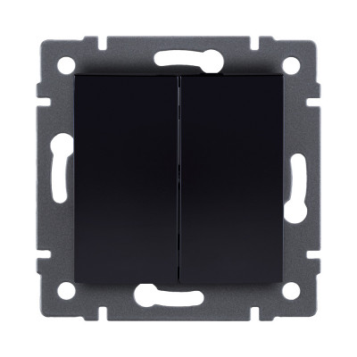 Выключатель 2-клавишный 10А/250В, изогнутый, черный Kollinger REA-R-007BK для Aspekt, Eleganz, Reflex