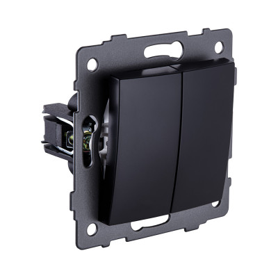 Выключатель 2-клавишный 10А/250В, изогнутый, черный Kollinger REA-R-007BK для Aspekt, Eleganz, Reflex
