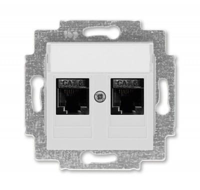 5014H-A61018 16W - Розетка информационная ABB Levit двойная 2хRJ45 категория 6 серый - 2CHH296118A6016