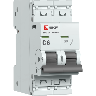 EKF PROxima Автоматический выключатель 2P 6А (C) 6кА ВА 47-63N