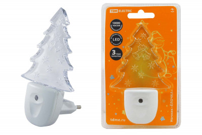 Ночник "Елочка"  с датчиком  света, светодиодный, 0.3 Вт  220 В  TDM Electric, SQ0357-0010
