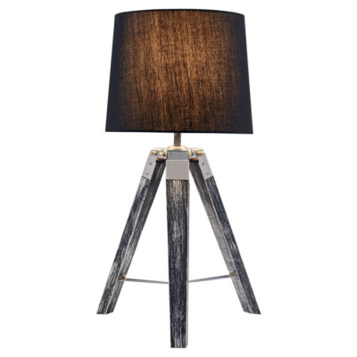 LUSSOLE AMISTAD Настольная лампа, цвет основания - серый, плафон - ткань (цвет - черный), 1x40W E27, LSP-0555