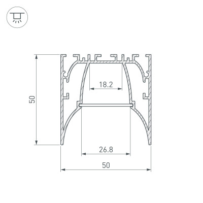 Профиль ARH-LINE-5050-COMFORT-2000 ANOD (Arlight, Алюминий), 036353