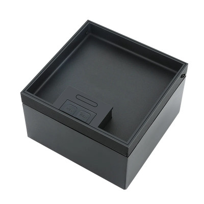 Люк напольный на 2 модуля, металлический, h=85мм, крышка с углублением (П-образн.) 17 мм, TIMIUX, черный, EU2H85UP BL