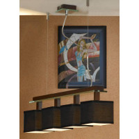 LUSSOLE MONTONE Линейно-Подвесной светильник, цвет основания - хром, плафон - ткань (цвет - черный), 4x40W E14, LSF-2573-04