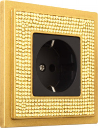 Fede Розетка 2к+з, цвет черный - Real Gold, made with Swarovski Elements