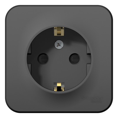 BLANCA О/У РОЗЕТКА с заземлением со шторк. ИЗОЛ.ПЛ., 16А, 250В, АНТРАЦИТ